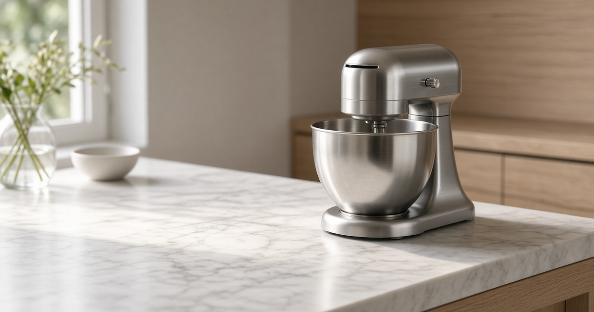 Daylight kitchen counter with one appliance that earns its place