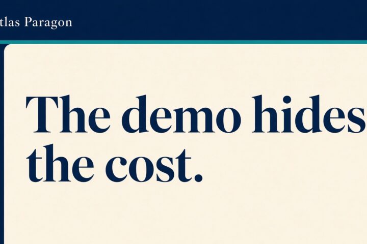 Cover for the SaaS evaluation checklist: the demo hides the cost that shows up after you sign.